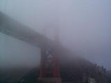 [Fog-shrouded photo of the Golden Gate Bridge]
