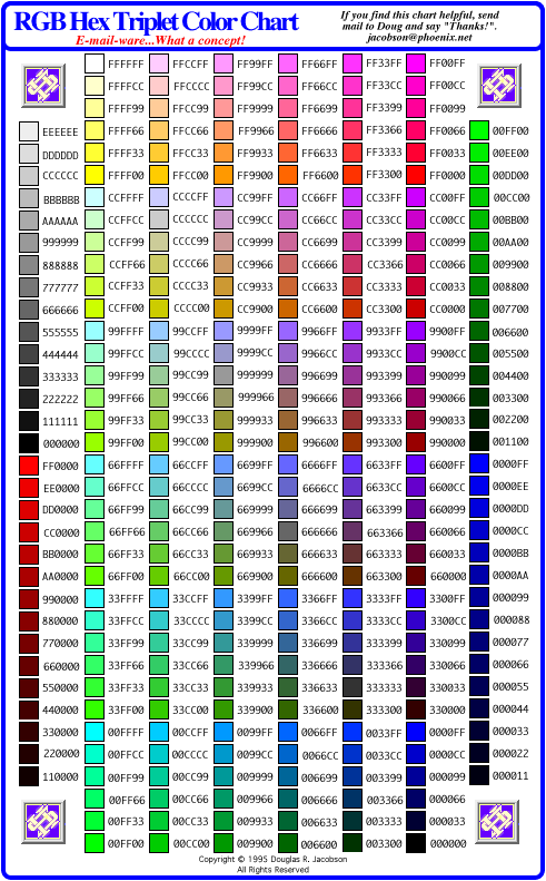 Html Color Reference Chart