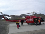 [Photo of Air Greenland helicopter at Kulusuk Airport]